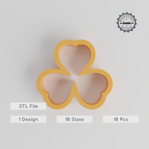 product_116-01_main.jpg Three Leaf Clover Cutter Set, 18 Sizes, Cookie Fondant Clay, Lucky Charm & Shamrock Design