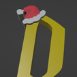 D.png HARRY POTTER STYLE LETTER D WITH CHRISTMAS HAT + KEY CHAIN