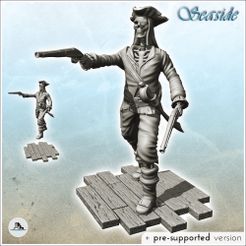 1-PREM.jpg STL file Skeleton pirate with eye patch, pistols and sword (13) - Jungle Blackbeard Island Beach Piracy Caribbean Medieval・3D print object to download