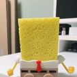 KakaoTalk_20210819_093321528.jpg STL file Sponge Holder(Spongebob shaped) Kitchen sink suction holder for sponge・3D print design to download