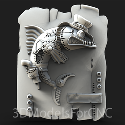 1.png Archivo 3D Modelo 3D STL Archivo para CNC Router Láser e Impresora 3D Steampunk Fish・Diseño imprimible en 3D para descargar