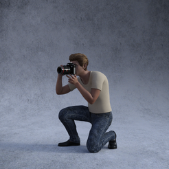photomankneel1.png Free 3MF file Photographer kneeling・3D printing template to download