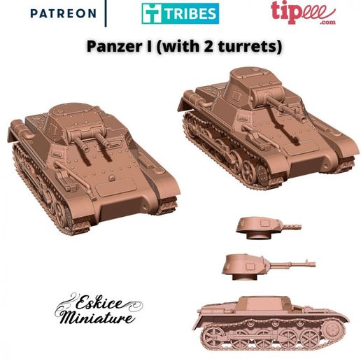 3D file Panzer I with 2 turrets - 28mm・3D printable model to download・Cults