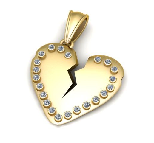 Broken Heart Gemstone Pendant – 3D Printable Jewelry Model