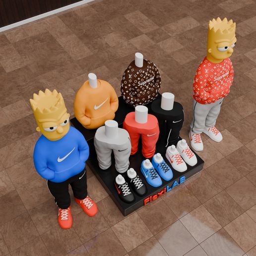 cool-3d-printing-files.jpg Bart Simpsons Urban Vibes old school style with changeable clothes and clothes stand - FLEXI LAB
