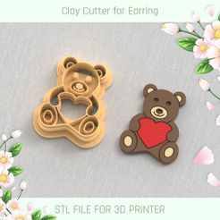 1.jpg 3D-Datei Teddybär Valentinstag Ausstecher aus Ton・3D-druckbares Modell zum Herunterladen