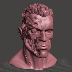 T-800_001.jpg Free STL file ARNOLD T2 STYLE BATTLE DAMAGED TERMINATOR INSPIRITED BUST for 3D print・3D print object to download