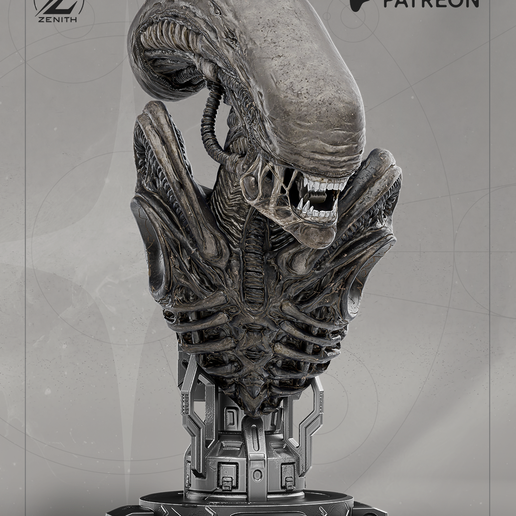 👽 ALIEN XENOMORPH BUST 3D PRINT・ 3D 3D baskı için dosya・Cults
