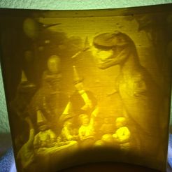 IMG_8210.jpg Fichier STL gratuit Lithophane d'une fête d'anniversaire T-Rex・Modèle imprimable en 3D à télécharger