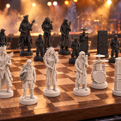 Rockband – Schachfiguren-Set, 6 Figurentypen als STL