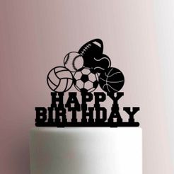 JB_Sports-Balls-Happy-Birthday-225-A355-Cake-Topper.jpg Archivo STL TOPPER HAPPY BIRTHDAY SPORTS DEPORTES・Modelo para descargar e imprimir en 3D