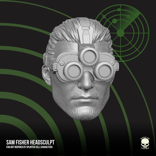 🎨 Sam Fisher Fan Art Head 3D printable File・ STL File for ・Cults