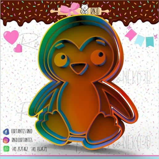 Cortante de galletitas de pingüino - penguin cookie cutter 3D model
