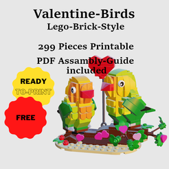 cover-1.png 3D-Datei Lego Style Ziegelstein Valentine Vögel kostenlos・Objekt zum Herunterladen und Drucken in 3D