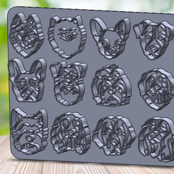 Placa.png Cookie cutter set with twelve dog face cutters - Plate twelve dog face cookie cutters 18cmX14cm