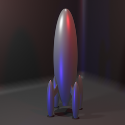retrofuturerocket.png Fichier STL Modèle de fusée rétro du futur・Plan imprimable en 3D à télécharger