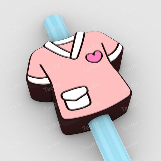 Straw Topper Nurse Clothing Fits Standard & Stanley Straws | STL, 3MF pre-painted