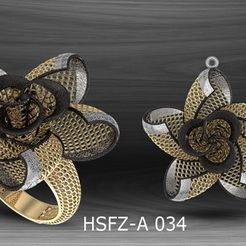 HSFZ-A-32-Copy.jpg STL file Gold Ring Earring and Pendant R33・3D print object to download