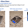 Tips & Tricks — Glass Sizes: Not sure what size your glasses are? If you have a scale available, here is an easy way how to figure it out! One ounce is about 28 grams of water. Zero your scale with Add water and compare Your Glass should be glass on it. around one of these values Pythagorean Shot Dispenser - Greedy Cup Physics