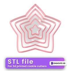 SET-x-5-ESTRELLAS-3.png 5 Pcs stars cookie cutters set STL File