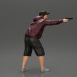 3DG1-0002.jpg gangster man in a hoodie and cap shooting a gun behind the car