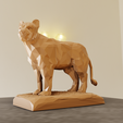 lioness-body-low-poly-2.png Lioness body looking left low poly statue stl 3d print file