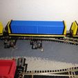 IMG_1117.jpg N scale Model Train Freight Car Bulk Carrier Flat Car Four lengths: 40' ~ 45'  ~ 60' ~ 70' w/Wire Spool & Container Magnetic Loads for Micro-Trains Couplers