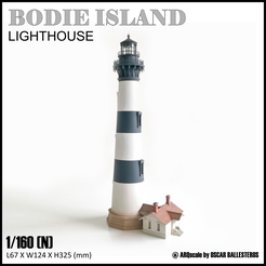 Bodie-Island-Lighthouse-1.png 3D file BODIE ISLAND LIGHTHOUSE - N (160) SCALE MODEL LANDMARK・3D printer design to download