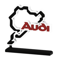 Audi-Nürburgring-Circuit-Front-v1.png STL-Datei Stand Nürburgring Rennstrecke und Logo Audi・Design für 3D-Drucker zum herunterladen