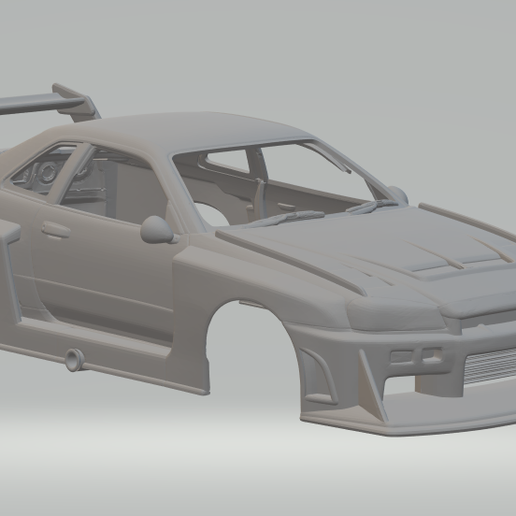 👤 nissan skyline gt-r r34 lbwk silhouette・ STL File for ・Cults