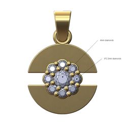 Bubble-cluster-split-round-pendant-charm-00.jpg STL file Diamond cluster round split pendant with bail 3D print model・3D printing idea to download