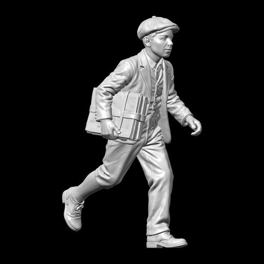 Urban Street Corner - Schoolboy Running with Books