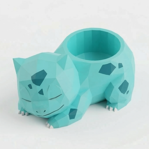 Cute Sleeping BULBASAUR Planter - Low Poly Style - Easy Print STL