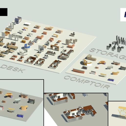 DESKS.png 3D file Revit furniture collection for High quality rendering・3D printing template to download, Hamilton-Revit