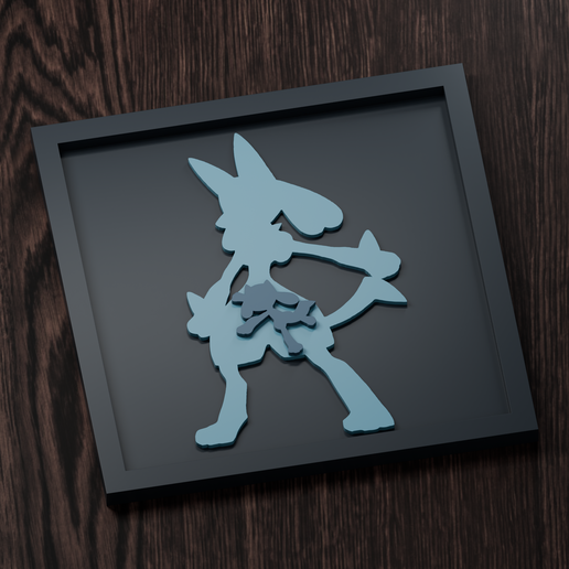 Lucario Line - Pokemon Silhouette Frame | Normal, Inverse & Scaled STL