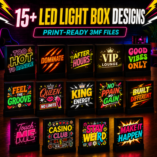 15+ LED Light Box Designs – Multicolor 3MF Bundle