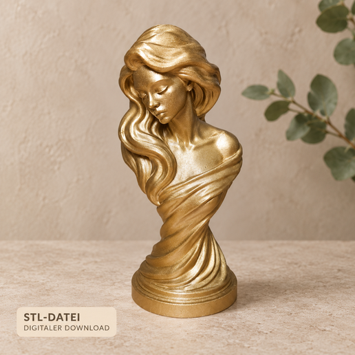 Frauenbüste mit gesenktem Blick – STL-Datei für 3D-Druck