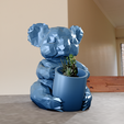 koala-with-basket-planter-pot-low-poly-3.png Koala low poly bear planter pot flower vase stl 3d print file