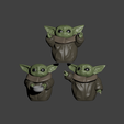 1tres yodas.png STL file baby yoda for 3・3D printer design to download