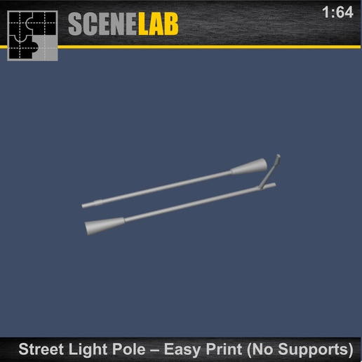 Street Light Pole - Easy Print (No Supports) | Street Lighting Pole (SceneLab)