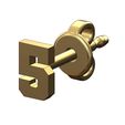 5-number-varsity-Stud-earring-00.jpg 5 five number varsity font stud earring 3D print model