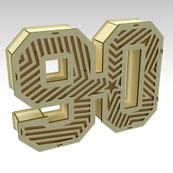 90_modelo-3d_Tapa-Estrella_render-01.jpeg 3D file 3D Number 90 Gift Box Design For Laser Cut & CNC Router・Model to download and 3D print, aviomac