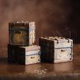 a ee i ae Vintage Chest Set / Miniature Classic Rustic 3 Three Trunk - Suitcase