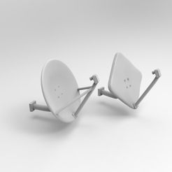00-BOTH.jpg STL file Satellite Dish Parabolic antenna 2 TYPES - 1-35 scale accessory・Model to download and 3D print