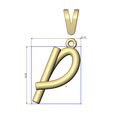 P-lower-case-wire-3d-letter-pendant-charm-05.jpg P Buchstabe Initiale 3d Kleinbuchstaben Draht Anhänger Charme Bügel 3D-Druck Modell