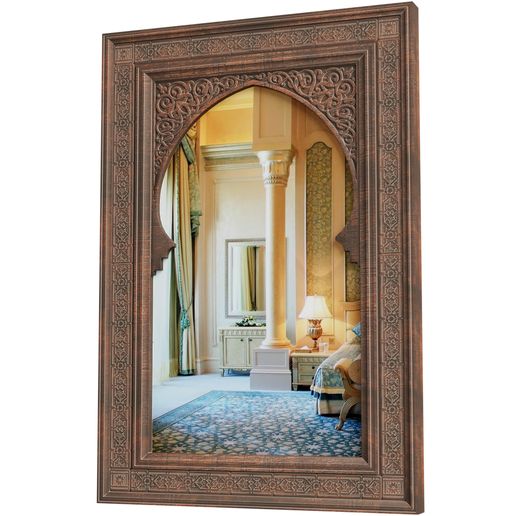 Eastern Luxurious Full-Length Wall Mirror in Carved Wooden Frame 3D model