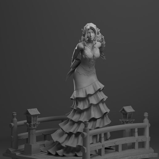 Preview8.jpg Final Fantasy 7 Remake - Aerith Gainsborough Red Dress Version 3D print model