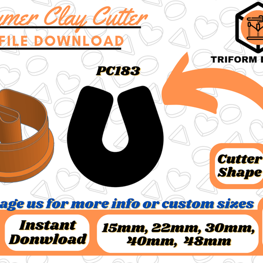 Horseshoe  Polymer Clay Cutter | PC183 3D model