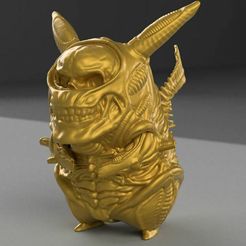 01.jpg STL file Pikachu Alien Xenomorph・3D print design to download