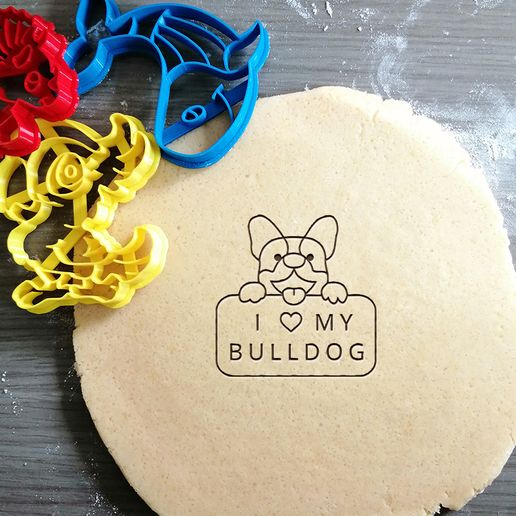 I Love My Bulldog Cookie Cutter - 3D model önizlemesi